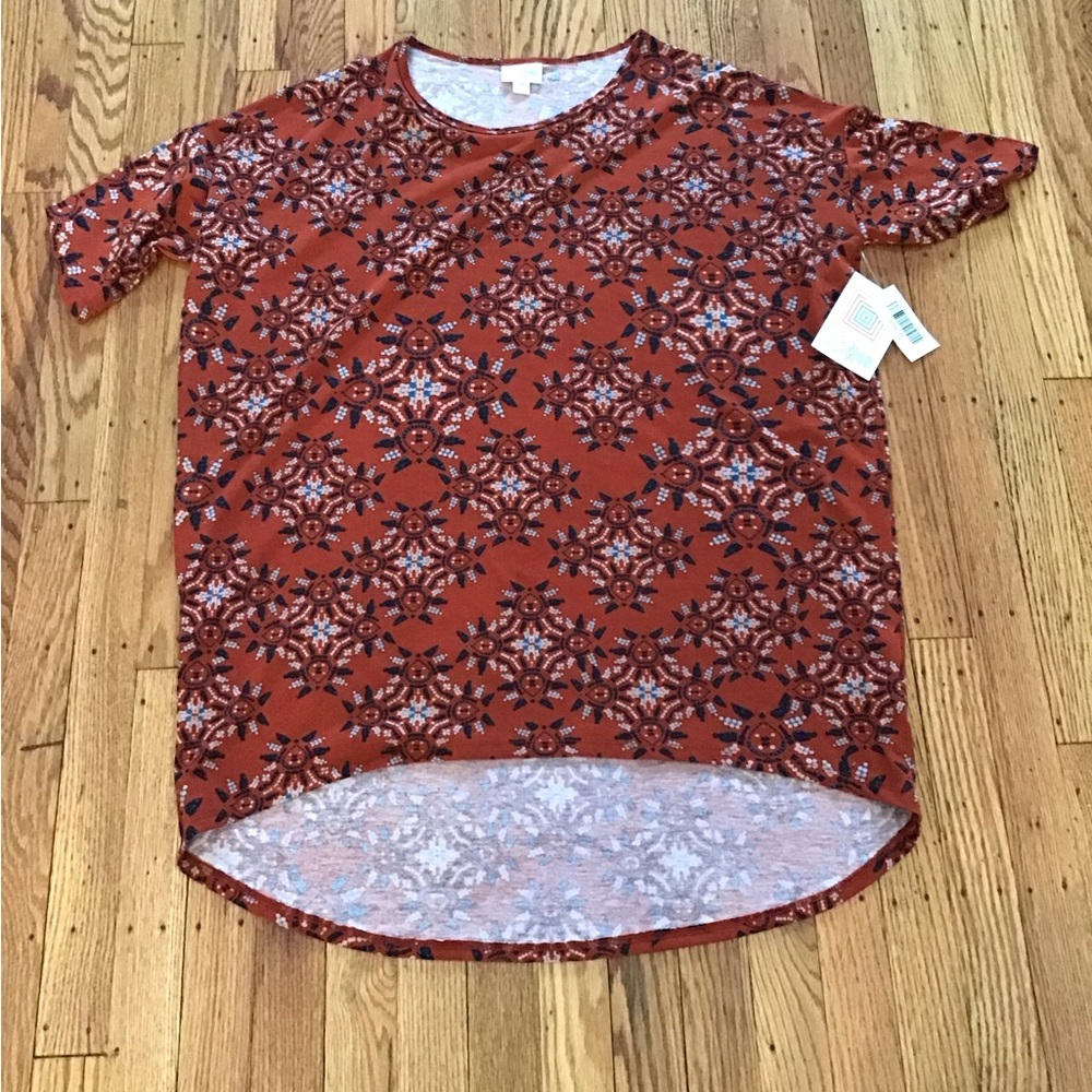 LuLaRoe Rust and blue Floral Top #26